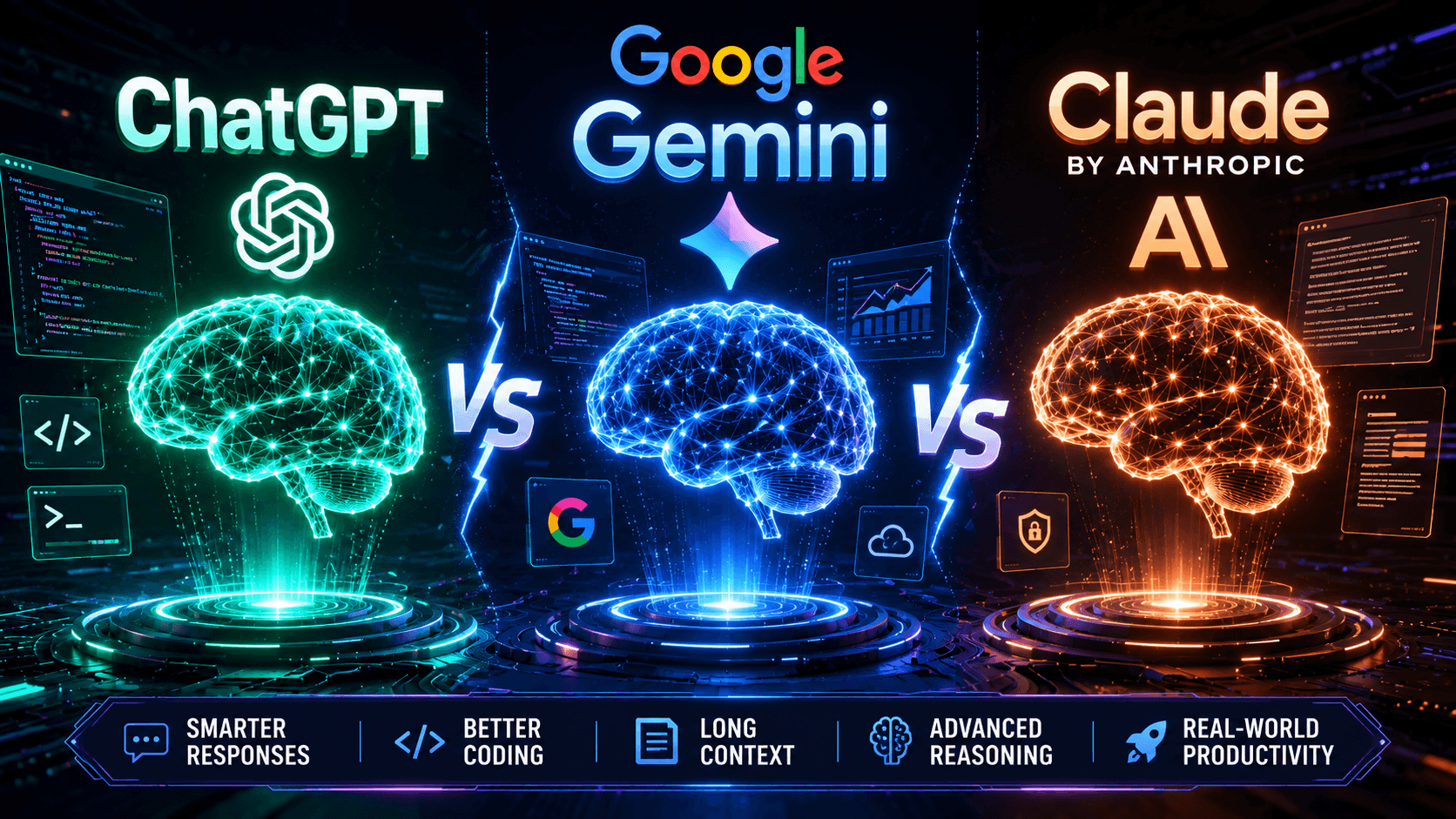 ChatGPT vs Google Gemini vs Claude AI (2026): Which AI Assistant Is Best for Coding, Writing & Productivity?